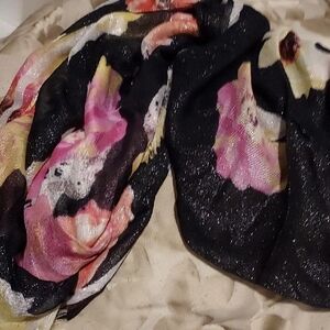 INC International Concepts Black and Pink Watercolor Scarf